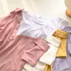 KIMUTOMO FAKE Tweedelige Blouse Dames Stitching Off Shoulder Shirt Zomer Korean Short-Mouwen Button Solid Tops Casual 210521