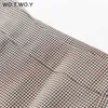 WOTWOY High Waist Wrapped Plaid Skirts Women Split Slim Midi-Long Pencil Female Casual Side Zippers Mujer Faldas 210629