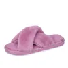 Winter Women House Slippers Faux Fur Sapatos planos quentes deslizam em casa Senhoras peludas tamanho 36-41 por atacado