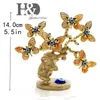 HD Resina Elefante Borboleta Tree Figurine Lucky Blue Mal Olho para dinheiro Proteção Riqueza Boa sorte de presente Decoração de casa 211108