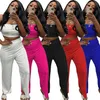 Designer novo verão mulheres jogger ternos plus size outfits sólidos fatos de treino sem mangas topspants duas peças conjunto sportswear casual preto sweatsuits dhl navio 4912