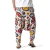 Pantaloni larghi da uomo Hippie Boho Yoga Harem Stampa floreale Pantaloni con cavallo basso Pantaloni estivi in cotone traspirante e lino Pantaloni sportivi X0723