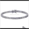 Bracelets BijouxOr 18K Hip Hop Carré Cz Zircon Tennis Bracelet Chaîne 4/6Mm Glacé Princesse Diamant Ensemble Complet Bracelet Pour Hommes Femmes R