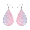 PU Leather Glitter Earrings Pendant Fashion Sparkly Sequin Dangle Ears Ring Teardrop Pendants Earring For Women Birthday Gifts 24 Color YFA2602