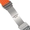 Watch Bands 18/20/22/24mm Blue/Orange Sport Silicone Waterproof Rubber Strap Wrist Band Folding Clasp With Safety Outdoor Replacement