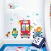 Creative mignon bus animal enfant stickers muraux pour chambres d'enfants garçon fille chambre décoration murale autocollants auto-adhésifs décoration maison 210929