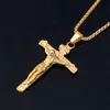 Collier pendentif unisexe en acier inoxydable pour hommes, croix chrétienne, Crucifix, jésus, Patron, avec chaîne Rolo, 2478