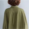 Dames Trench Coats Women's Johnature 2022 Autumn Loose ArmyGreen Long Fashion Turn Down Collar Three Quarter Sleeve Tie onregelmatig