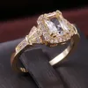Bagues de mariage pour femmes, anneau carré en zircone cubique, accessoires de luxe, couleur or, fiançailles