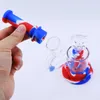 LED Silicone Bong Vattenrör Dab Rig Hookah Creative Microscope Shape SiliconeBongs med presentförpackning