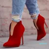 Sexy Women Boots Autumn V-Neck High Heels Ankle Shoes Boots Pointed Toe Booties Woman Wedding Party