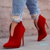 Sexy Frauen Stiefel Herbst V-ausschnitt High Heels Knöchel Schuhe Stiefel Spitz Booties Frau Hochzeit Party