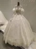 Luxury Ball Wedding Gowns Tulle Pärlor Vestidos de Novia Custom Made Gown Arabiska Golv Längd Bröllop Klänningar