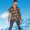 Boêmio masculino digital impresso camisa superior blusa cardigan casual lapela manga longa camicetta camisas plus size xxxl chemisier262h