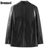 Nerazzurri Primavera giacca blazer in pelle stampa riflettente nera da donna manica lunga Blazer in ecopelle morbida 211118