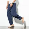 Men's Pants Men Solid Color Cotton Linen Summer Large Size 5XL Drawstring Loose Casual Wide Leg Harem Trousers 2021 Clothing