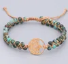 Frosted Natural Stone Bead Armband Hand-Woven Twine Double Tree Tree of Life Yoga Armband GC448
