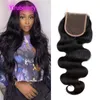 Braziliaanse Human Hair Extensions 5 Stuks/partij 4*4 Vetersluiting Body Wave Top Sluitingen Natuurlijke Kleur Yirubeauty