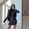 WOMENGAGA Winter High Waist Sexy Hooded Waist-tight Long-sleeved Slim-fit Hip-covered Mini Dress Dresses XVN3 210603