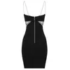 Women Sexy Fashion Crystal Diamond Lace Mesh Black Bandage Dress Elegant Sparkly Celebrity Bodycon Party Vestido 210527