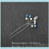 Headbands Jewelry4Pcs Sier Color Blue Rhinestone Women Sticks Wedding Jewelry Aessories Pearl Bridal Handmade Shiny Hair Ornament Drop Deliv