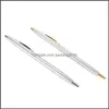 Pens Writing Supplies Office School & Industrial1Pc Stainless Steel Rods Rotating Metal Ballpoint Pen Business All-Steel Gold Folder Gift St