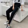 Spring Summer Women Harem Sweetpants Patchwork Drawing High Waist Casual Loose Joggers Lace Up Female Trouses 210428