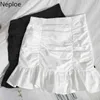 Neploe Doce Saias Mulheres Moda Ruffles Plissado Jupe Verão Coreano Branco Saia High Cintura Bodycon Mini Faldas Mujer Moda 95059 210422