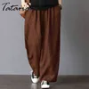 Pantalon gris en coton pour femmes taille élastique taille plus taille kaki décontracté pantalon de longueur cheville femme élégante streetwear 5XL 211115