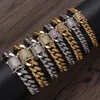 Men's bracelet Link 8mm10mm12mm14mm stainless steel round grinding color preservation Cuban copper double-sided micro-inlaid zircon buckle head