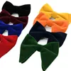 Bow Ties Fashion Velvet Big Bowties For Women Mens Groom Wedding Tie Skinny Solid Color Gravatas Slim Black Cravat Accessories 254p