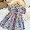 Zomer meisje Europese en Amerikaanse pastorale stijl Floral jurk kinderen Koreaanse halter chiffon baby kinderen prinses 210625