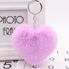 Pluffy Heart Shape Pompoms Sleutelhangers Dames Faux Bont Pompom Sleutelhanger voor Valentijnsdag Auto Bag Hanger 16 stijlen