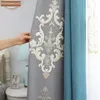Пользовательские занавески спальня роскошный пола до потолка корейская вышивка пряжа серая ткань отключение валгантки валики тюль C736