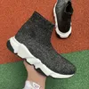2021 Tasarımcı Erkek Çorap Ayakkabı Platformu Bayan Sneakers Hız Trainer Lace Up Üçlü Siyah Beyaz Neon Sarı Mavi Bej Klasik Lurex Örgü Jogging Yürüyüş Açık