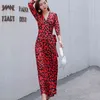 Sunmmer Casual Dress Women Clothes Fashion Striped Print Three Quarter Sleeve High Waist Boho Long Maxi Dresses Streetwear 210520