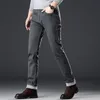 For Cold Slim Fit Stretch Thick Velvet Pants Warm Jeans Casual Grey Fleece Winter Jeans Men Black Elasticity Grey Jean 210318