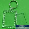 Mode acrylique insérer Photo cadre Photo porte-clés Rectangle Transparent cadre blanc porte-clés bricolage anneau fendu porte-clés cadeau