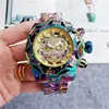 2021 Verkoop Ta Sport Casual Kalender Quartz Horloge Clown Persoonlijkheid Grote Wijzerplaat Stalen Riem Vouwsluiting Horloges215a