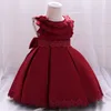 Vestito da battesimo per bambini nati 1 ° - 5 anni di compleanno per vestiti da bambina Abiti da principessa solidi Abiti da sera per ragazze