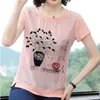 طباعة يزين t-shirt الكورية نمط الصيف قمم زائد الحجم t المرأة عارضة الزى الإناث قصيرة الأكمام المحملة فام 210615