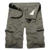Mens Militares Carga Shorts Verão Exército Verde Algodão Shorts Homens Solto Multi-bolso Shorts Homme Casual Bermuda Calças 40 210720