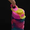 新しいシリコーンの水のボトルの携帯用折りたたみカップのびんのフルーツジュース漏れ防止の屋外スポーツ旅行キャンプの瓶蓋Y0915