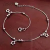 Moda Mulheres 100% 925 Sterling Silver Star Bead Anklet para Lady Jewelry Foot Acessórios para festa de casamento noiva