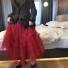Spódnice Lato Casual Długa Mesh Princess Elastyczna Wysoka Talia Potróbrana Tulle Plised Maxi Faldas Mujer Moda