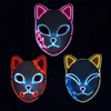 Demon Slayer Fox masque Masque Halloween Party Japonais Anime Cosplay Costume LED Festival Favor Favor Favor Profs Face Light Masksa15