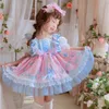 Vestidos de bebê espanhol crianças meninas bouqitues roupas dos desenhos animados imprime infante Espanha lolita vestido crianças baptismo gzb031 g1218