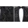 Białe Męskie Garnitury z spodniami Tuxedo Cekiny Męskie Garnitury Dla Scena Wedding Costume Homme Slim Fit Mens Garnitury Zestaw Luksusowy Gromowy Garnitur 210524