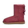 2023 Femmes Bottes De Neige Triple Noir Châtaigne Violet Rose Marine Gris Mode Classique Sur Le Genou Cheville Botte Courte Femmes Dames Garder Au Chaud Designer Chaussons Chaussures