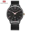 Relojes de pulsera para hombre con correa azul, reloj de cuarzo resistente al agua con fecha, reloj de pulsera de acero completo para hombre, relojes de pulsera 320U